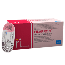 Filapron Polyglecaprone 25, 3-0, 19mm, 70cm, RC, 3/8c, Undyed